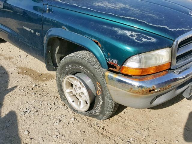 1B7GG22Y8WS587053 - 1998 DODGE DAKOTA GREEN photo 9