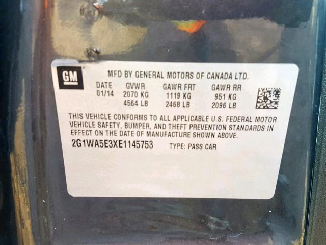 2G1WA5E3XE1145753 - 2014 CHEVROLET IMPALA LIM GRAY photo 10