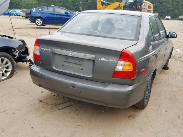 KMHCG45C42U374637 - 2002 HYUNDAI ACCENT GL GRAY photo 4