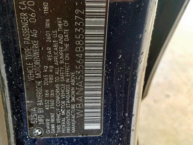 WBANA53564B853372 - 2004 BMW 525 I BLUE photo 10