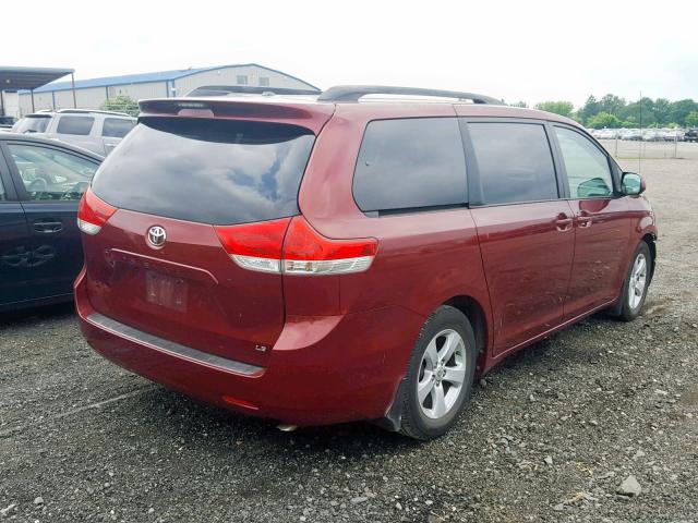 5TDKK3DC1BS066890 - 2011 TOYOTA SIENNA LE RED photo 4