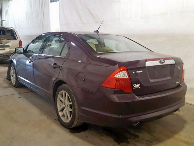 3FAHP0CG7BR315300 - 2011 FORD FUSION SEL BURGUNDY photo 3