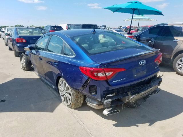 5NPE34AF3GH326511 - 2016 HYUNDAI SONATA SPO BLUE photo 3