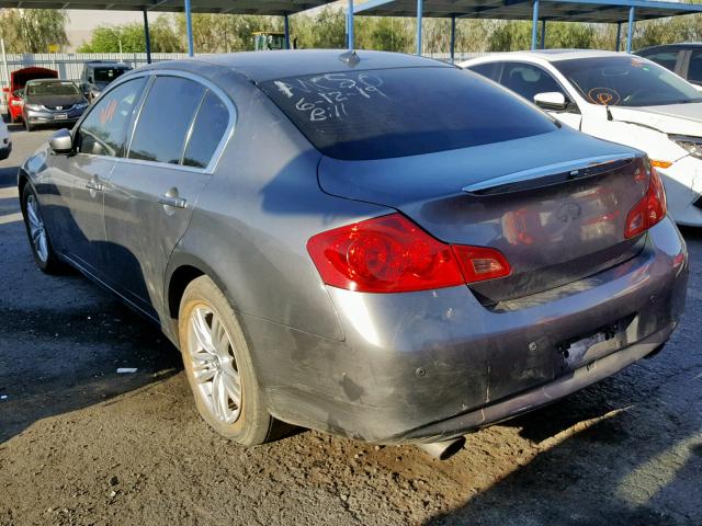 JN1CV6AP9DM304085 - 2013 INFINITI G37 BASE GRAY photo 3