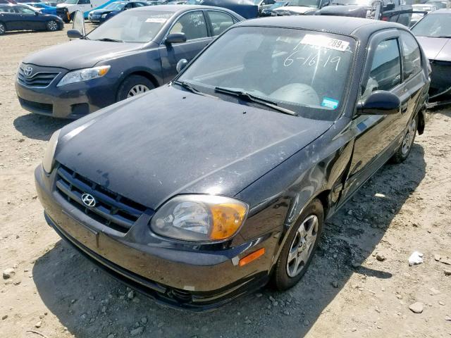 KMHCG35C74U318169 - 2004 HYUNDAI ACCENT GL BLACK photo 2