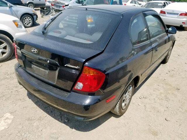 KMHCG35C74U318169 - 2004 HYUNDAI ACCENT GL BLACK photo 4