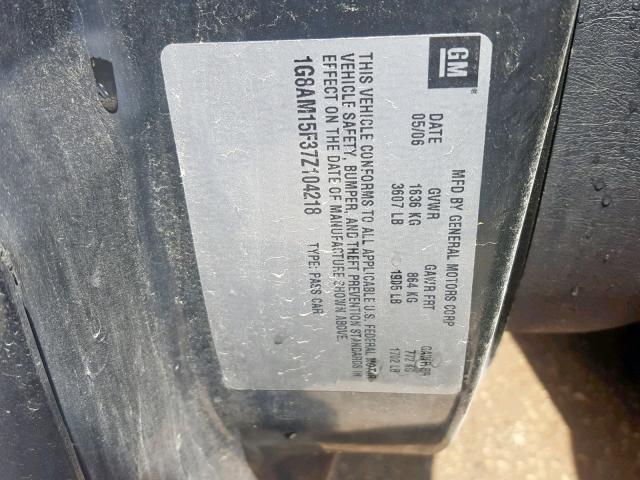 1G8AM15F37Z104218 - 2007 SATURN ION LEVEL BLACK photo 10