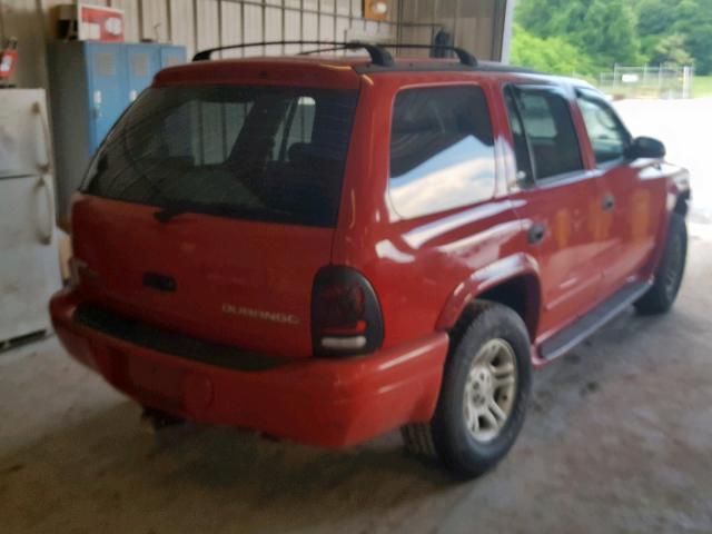 1B4HS48N72F108360 - 2002 DODGE DURANGO SL RED photo 4