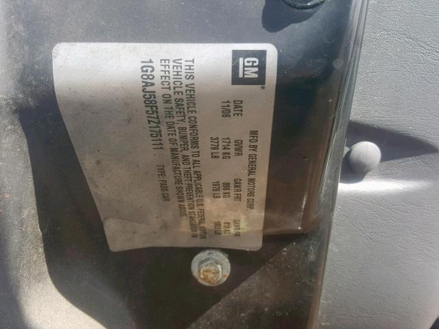 1G8AJ58F57Z175111 - 2007 SATURN ION LEVEL SILVER photo 10