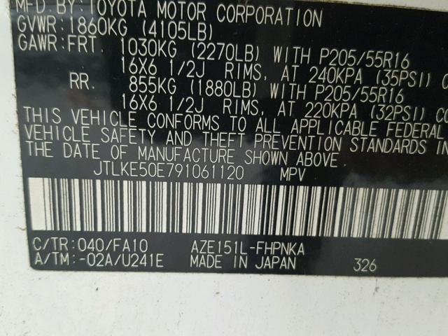 JTLKE50E791061120 - 2009 TOYOTA SCION XB Ağ foto 10