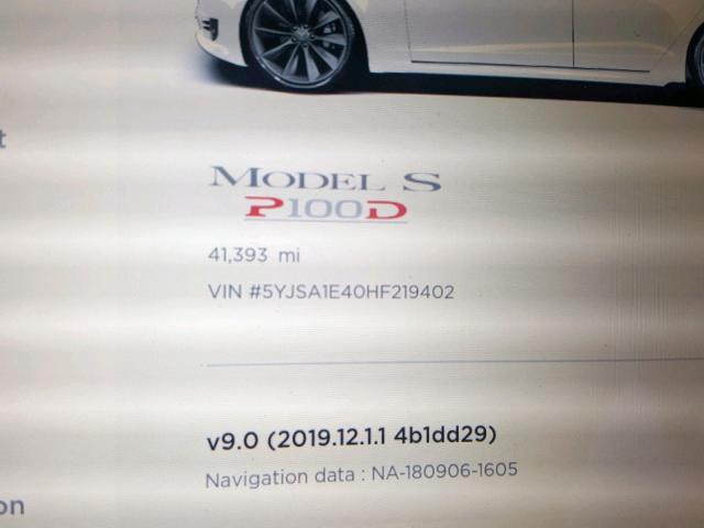 5YJSA1E40HF219402 - 2017 TESLA MODEL S WHITE photo 8