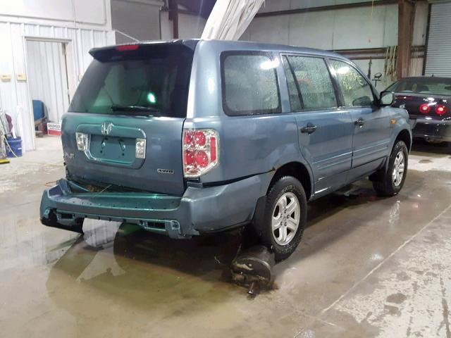 2HKYF18176H523046 - 2006 HONDA PILOT LX BLUE photo 4