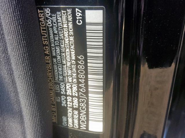 WDBNG83J76A480866 - 2006 MERCEDES-BENZ S 430 4MAT BLACK photo 10