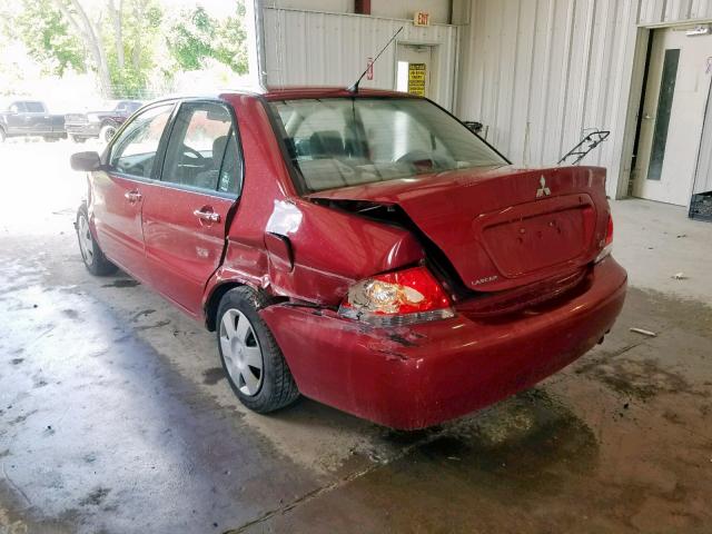 JA3AJ26E14U013000 - 2004 MITSUBISHI LANCER ES RED photo 3