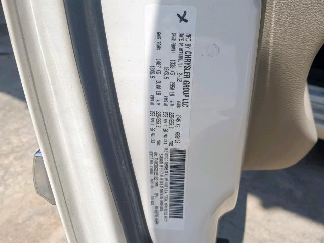 2C4RC1BG6CR291662 - 2012 CHRYSLER TOWN & COU 白色 照片 10