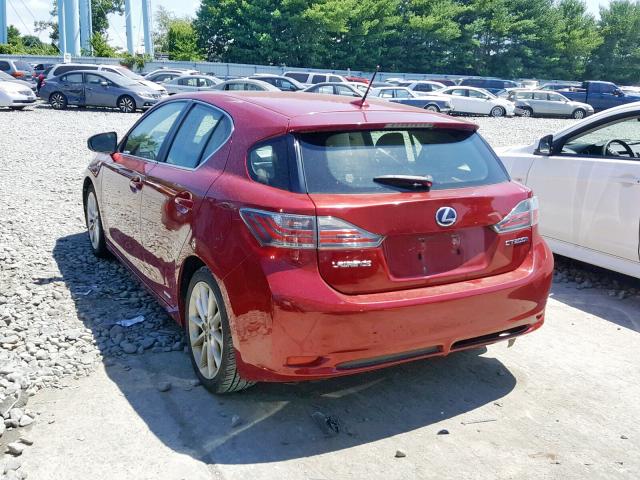 JTHKD5BH3B2029365 - 2011 LEXUS CT 200 RED photo 3