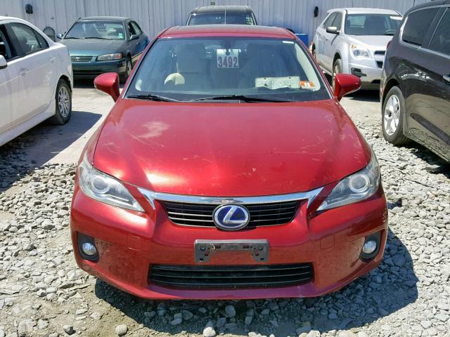 JTHKD5BH3B2029365 - 2011 LEXUS CT 200 RED photo 9