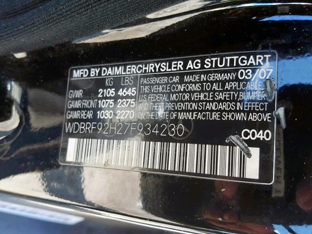 WDBRF92H27F934230 - 2007 MERCEDES-BENZ C 280 4MAT BLACK photo 10