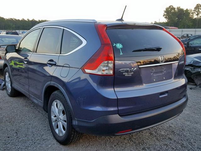 JHLRM4H79CC005482 - 2012 HONDA CR-V EXL BLUE photo 3