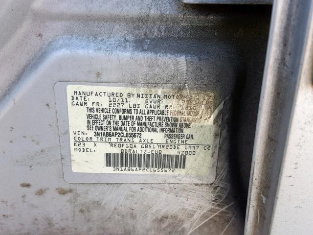 3N1AB6AP2CL655672 - 2012 NISSAN SENTRA 2.0 SILVER photo 10