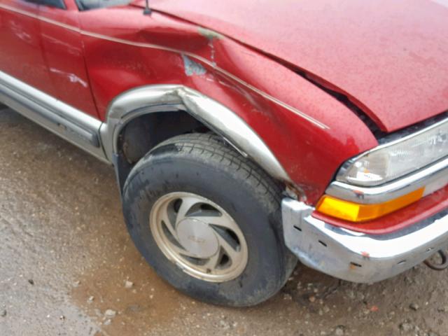 1GNDT13W9X2157918 - 1999 CHEVROLET BLAZER RED photo 9