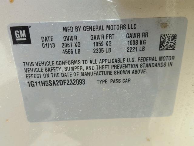 1G11H5SA2DF232093 - 2013 CHEVROLET MALIBU LTZ GOLD photo 10