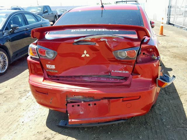 JA32U2FUXFU008657 - 2015 MITSUBISHI LANCER ES RED photo 9