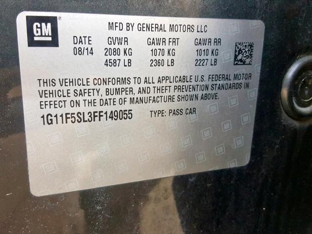 1G11F5SL3FF149055 - 2015 CHEVROLET MALIBU LTZ 灰色 照片 10