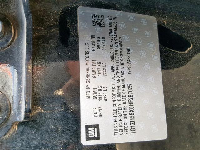 1G1ZH5SX0HF287025 - 2017 CHEVROLET MALIBU PRE BLACK photo 10