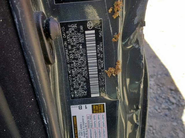 JTKDE3B79A0319101 - 2010 TOYOTA SCION TC შავი ფოტო 10