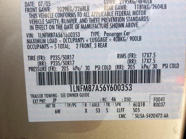 1LNFM87A56Y600353 - 2006 LINCOLN LS 银色 照片 10