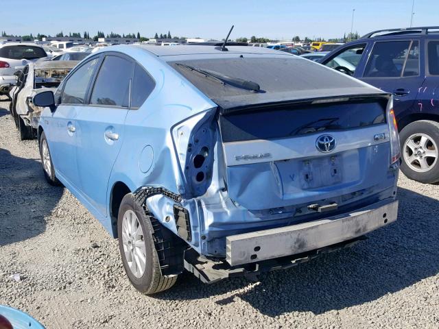 JTDKN3DP2C3006100 - 2012 TOYOTA PRIUS PLUG BLUE photo 3