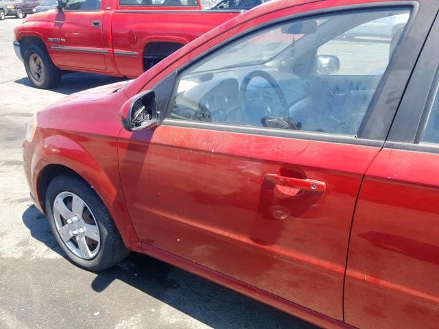 KL1TD5DE1AB092415 - 2010 CHEVROLET AVEO LS RED photo 9