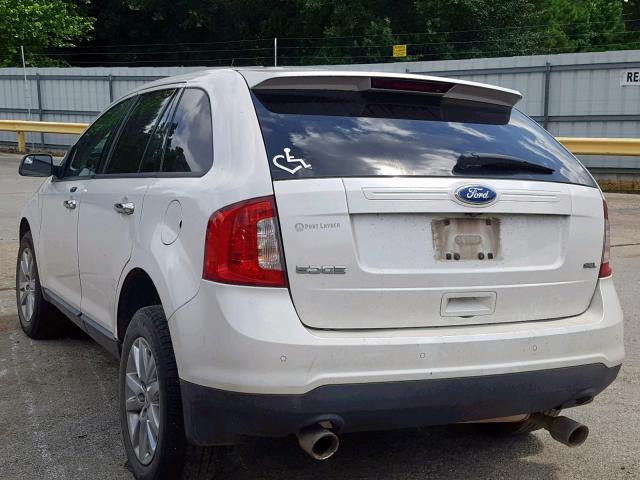 2FMDK3JC5BBB07662 - 2011 FORD EDGE SEL WHITE photo 3