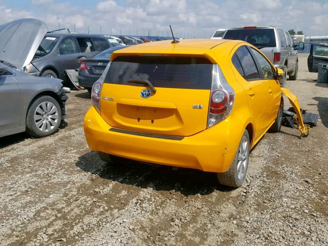 JTDKDTB32E1071174 - 2014 TOYOTA PRIUS C YELLOW photo 4