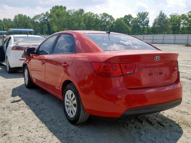 KNAFU4A21A5049747 - 2010 KIA FORTE EX RED photo 3