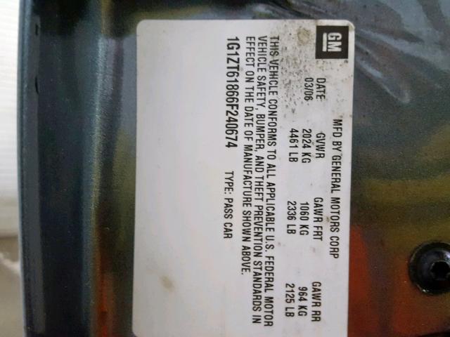 1G1ZT61866F240674 - 2006 CHEVROLET MALIBU MAX GRAY photo 10