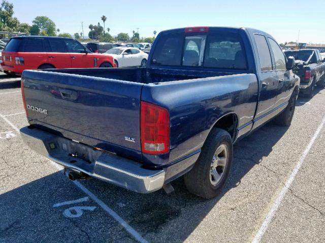 1D7HA18D83J631354 - 2003 DODGE RAM 1500 S BLUE photo 4