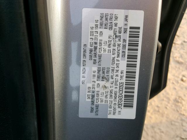 JM3ER2W30A0300509 - 2010 MAZDA CX-7 SILVER photo 10