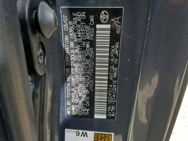 JTKDE177470212589 - 2007 TOYOTA SCION TC 灰色 照片 10