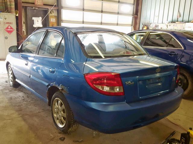 KNADC125446317433 - 2004 KIA RIO BLUE photo 3