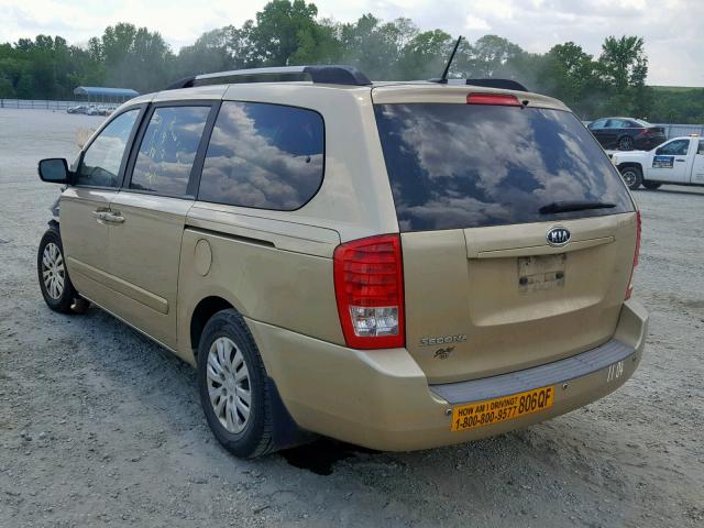 KNDMG4C77B6375235 - 2011 KIA SEDONA LX GOLD photo 3