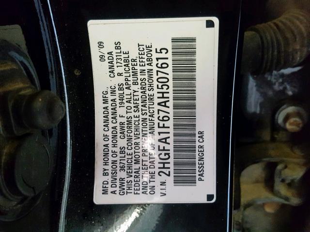 2HGFA1F67AH507615 - 2010 HONDA CIVIC LX-S Qara foto 10