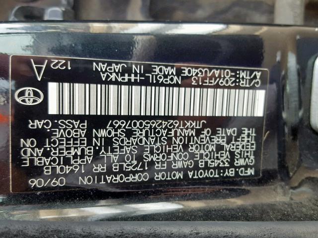 JTKKT624265007667 - 2006 TOYOTA SCION XA BLACK photo 10