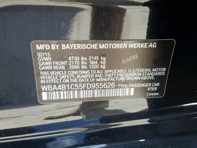 WBA4B1C55FD955626 - 2015 BMW 435 I BLACK photo 10