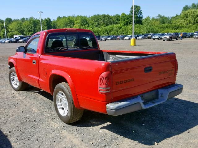 1D7FL16K44S615215 - 2004 DODGE DAKOTA SXT RED photo 3