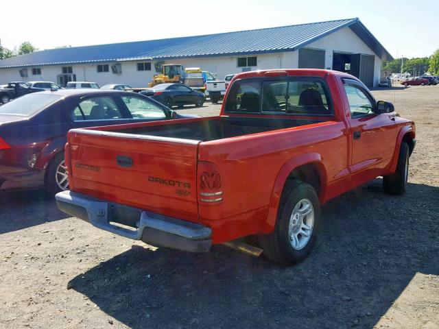 1D7FL16K44S615215 - 2004 DODGE DAKOTA SXT RED photo 4