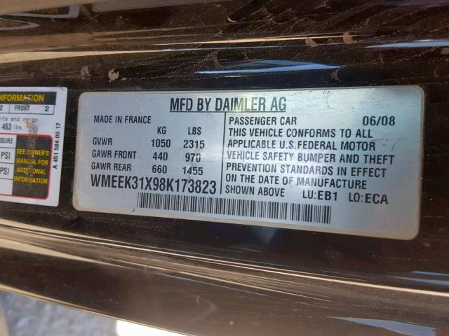 WMEEK31X98K173823 - 2008 SMART FORTWO PAS 黑色 照片 10