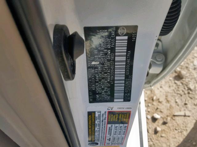 4T1BK3DB4BU371802 - 2011 TOYOTA AVALON BAS WHITE photo 10