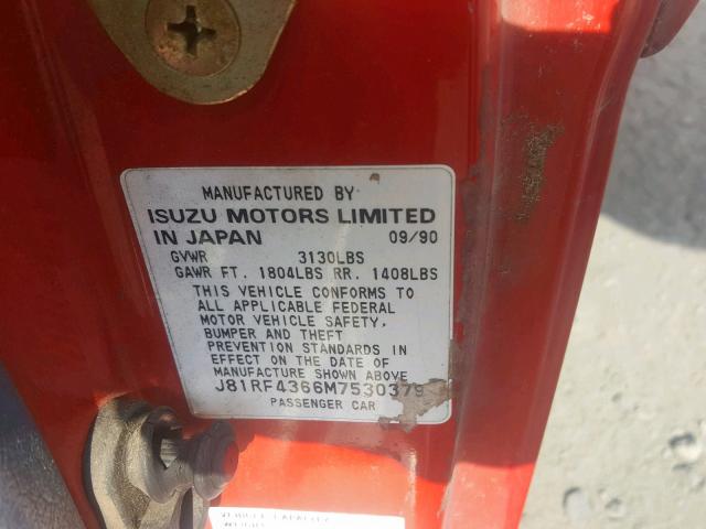 J81RF4366M7530379 - 1991 GEO STORM 红色 照片 10